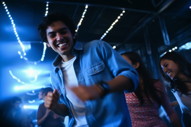 Free Photo portrait of person smiling while dancing