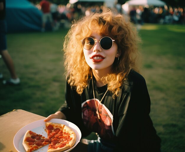 Portrait of person smiling while eating