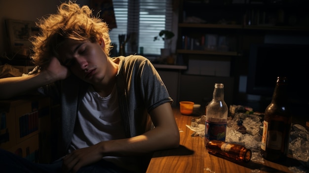 Free photo portrait of person suffering from hangover