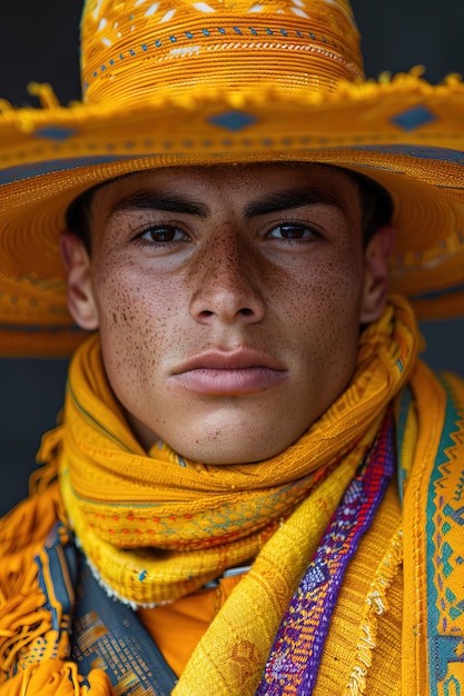 Free Photo portrait of person wearing yellow