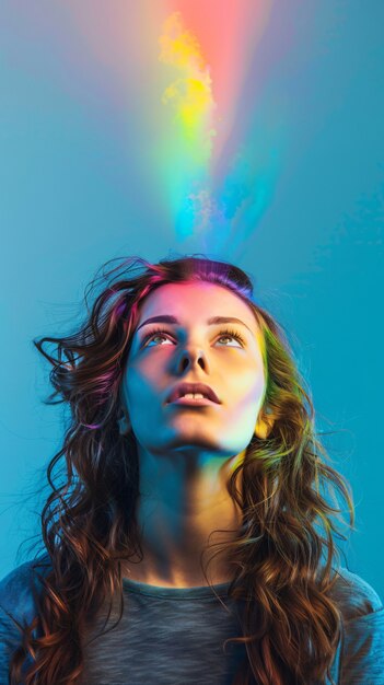 Portrait of person with rainbow colors symbolizing thoughts of the adhd brain