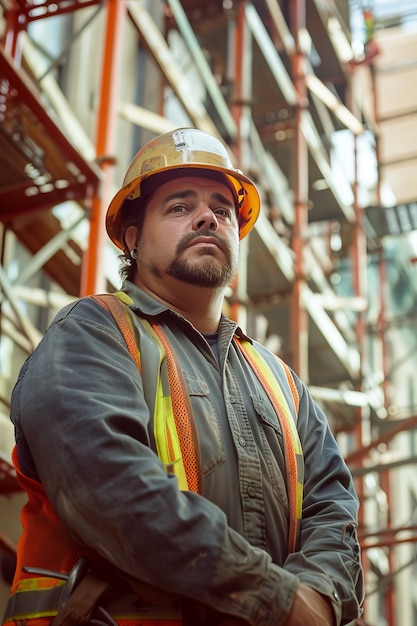 Portrait of person working in the construction field