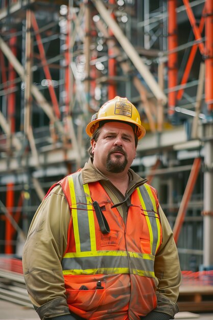 Portrait of person working in the construction field