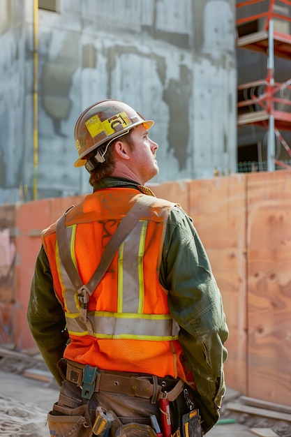 Portrait of person working in the construction field