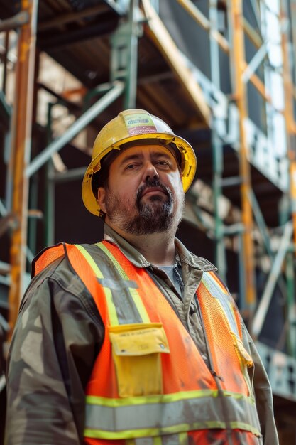 Portrait of person working in the construction field