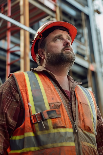 Portrait of person working in the construction field