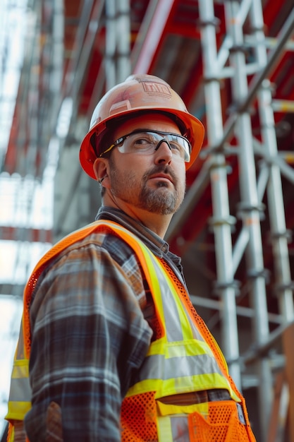 Portrait of person working in the construction field