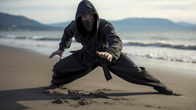 Free photo portrait of photorealistic male ninja warrior