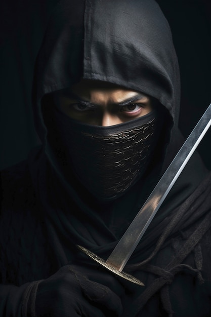 Portrait of photorealistic male ninja warrior