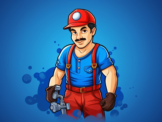 Free photo portrait of plumber in cartoon style