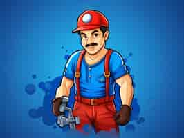 Free photo portrait of plumber in cartoon style