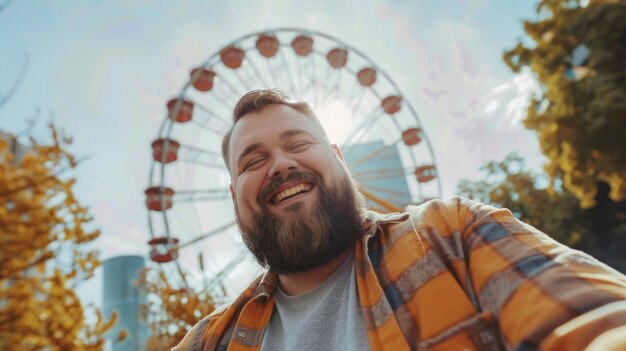 Portrait of plus-size male social media influencer