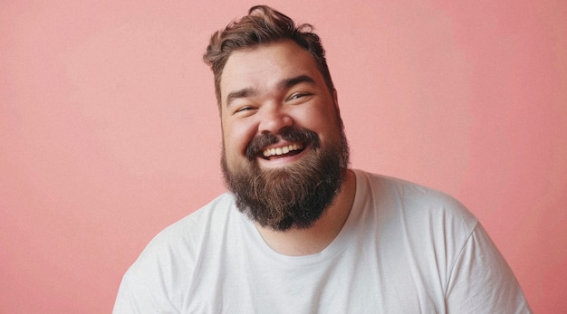 Free Photo portrait of plus-size man working as a social media influencer