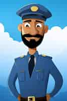 Free photo portrait of police officer in cartoon style