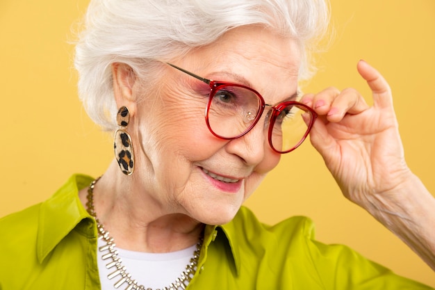 Portrait of pretty senior woman posing