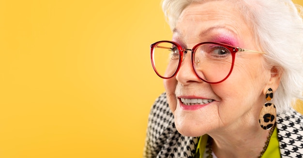 Portrait of pretty senior woman posing