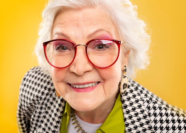 Portrait of pretty senior woman posing