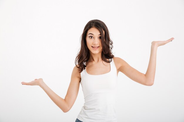 Portrait of a pretty woman dressed in tank-top