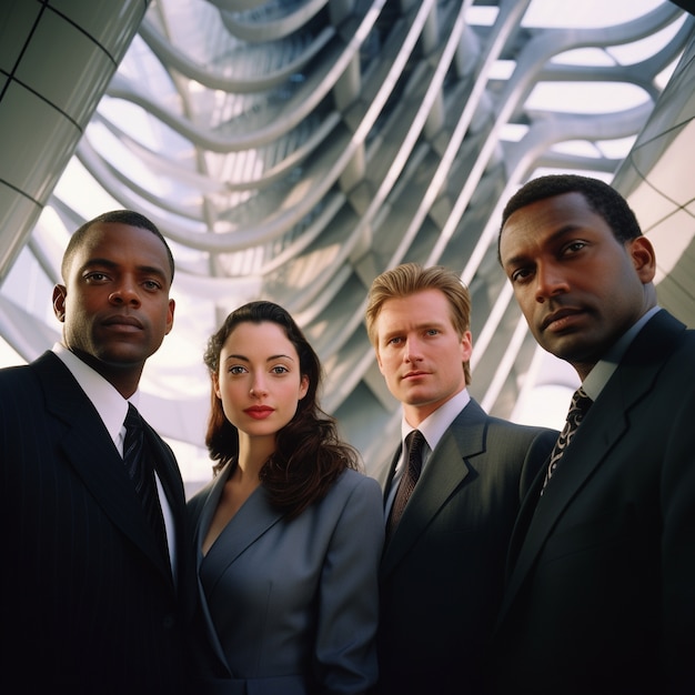 Free photo portrait of professional business people working together