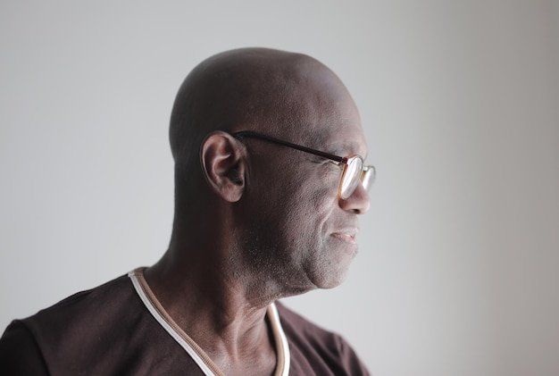 portrait profile of a mature black man