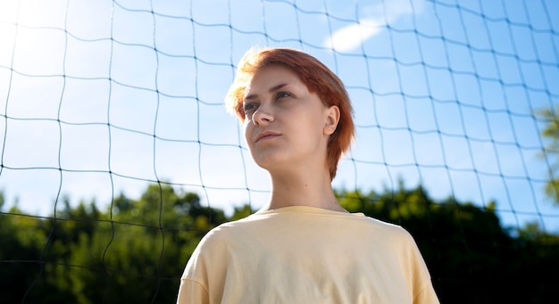 Portrait of redhead girl outdoors