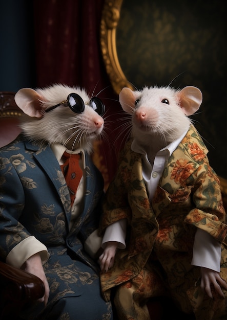 Free photo portrait of rich and elegant rats