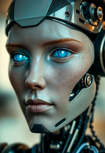 Free Photo portrait of robot scifi