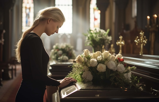 Portrait of sad woman at funeral