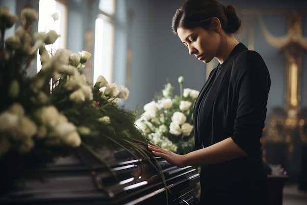 Portrait of sad woman at funeral