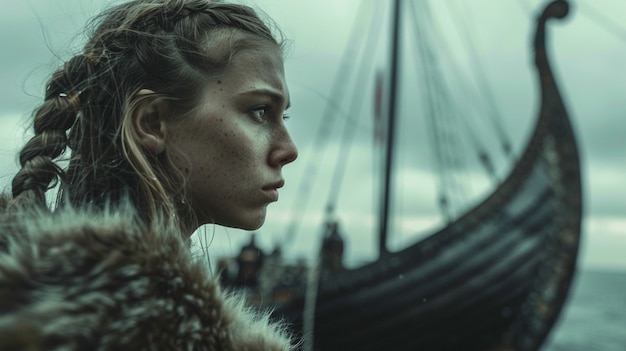 Free photo portrait of scandinavian female viking person