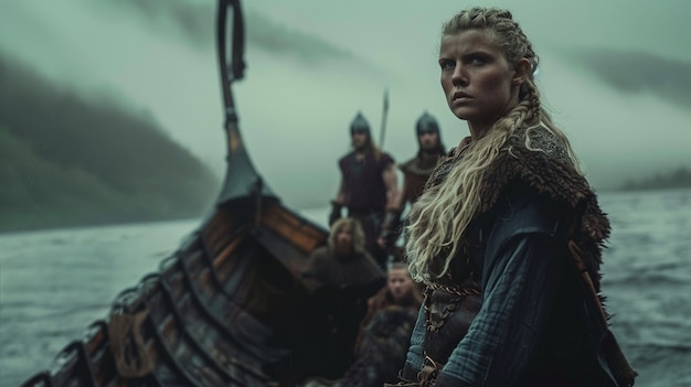 Portrait of scandinavian female viking person