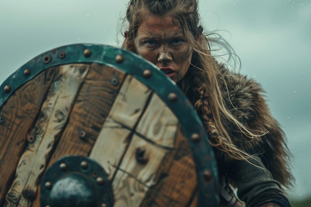 Free photo portrait of scandinavian female viking person