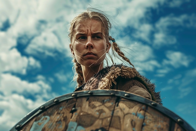 Free photo portrait of scandinavian female viking person