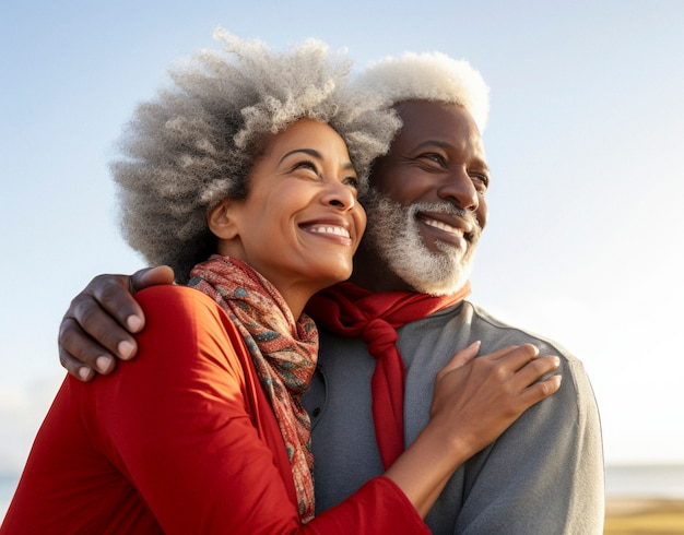 Portrait of senior couple in love showing affection