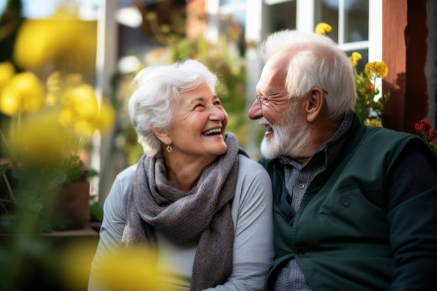 Portrait of senior couple in love showing affection