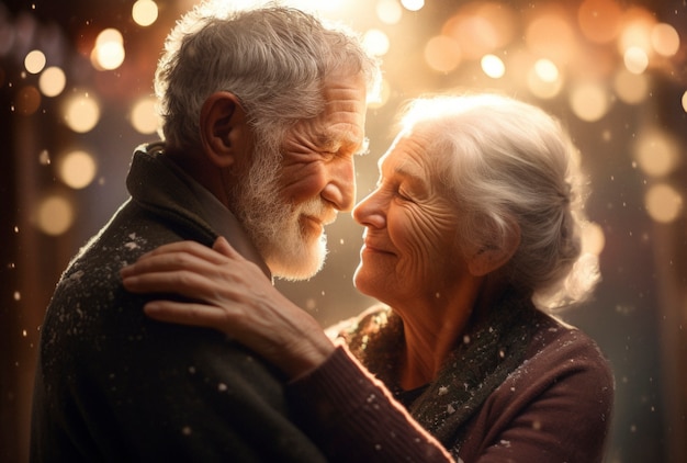 Free photo portrait of senior couple in love showing affection