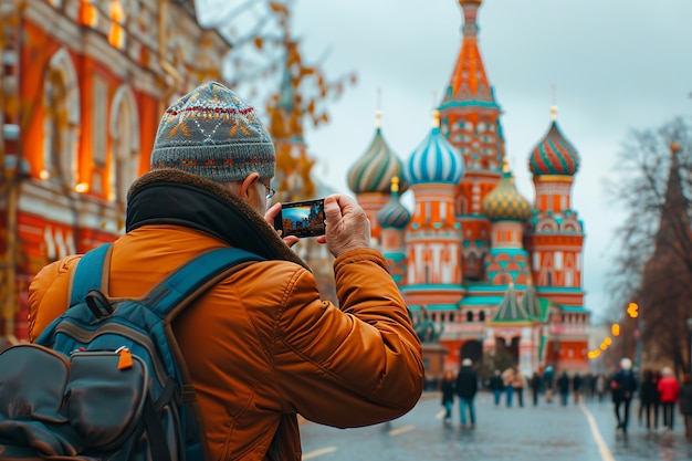 Free photo portrait of senior man with camera device for world photography day celebration