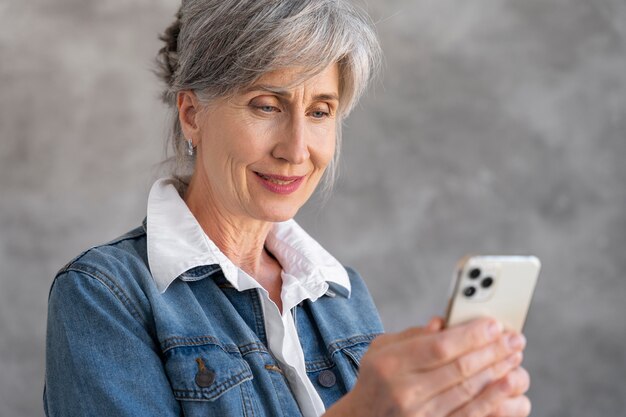 Portrait of senior woman using smartphone