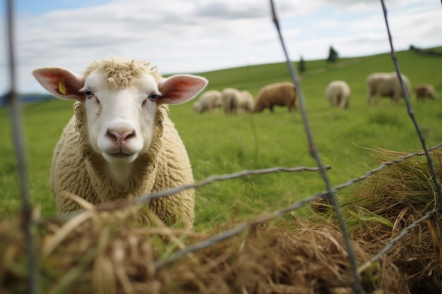 Free photo portrait of sheep in nature