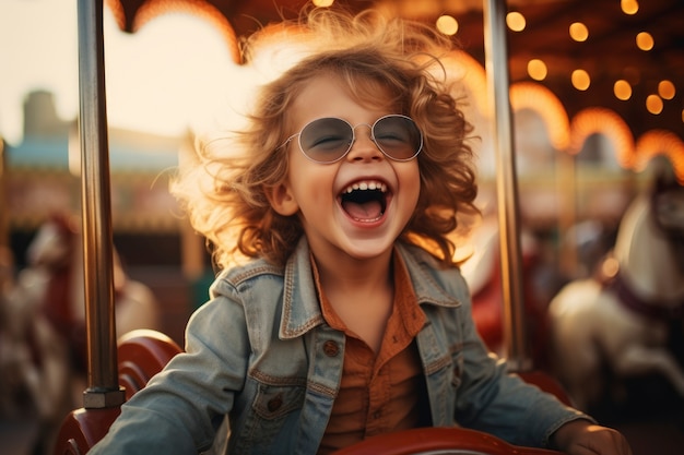 Portrait of smiley child at the amusement park