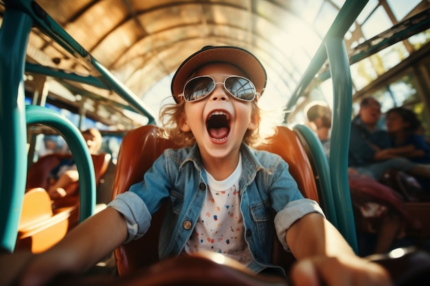 Portrait of smiley child at the amusement park