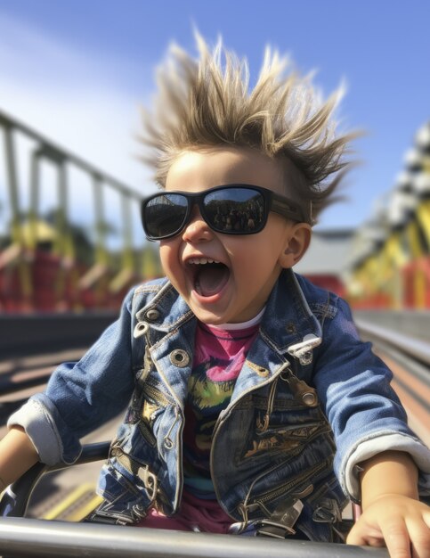 Portrait of smiley child at the amusement park