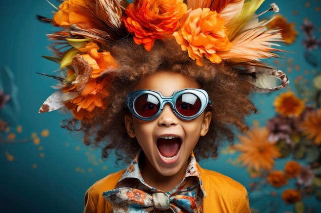 Portrait of smiley child with sunglasses