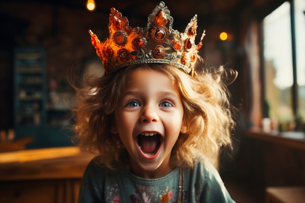 Portrait of smiley kid with crown