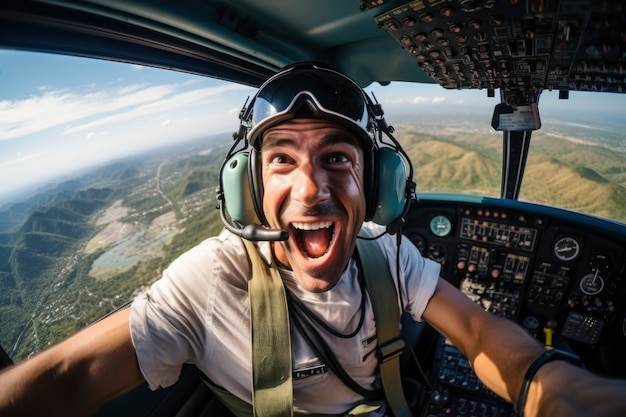 Free Photo portrait of smiley male pilot