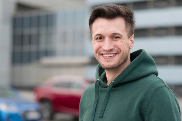 Free Photo portrait smiley man outdoor