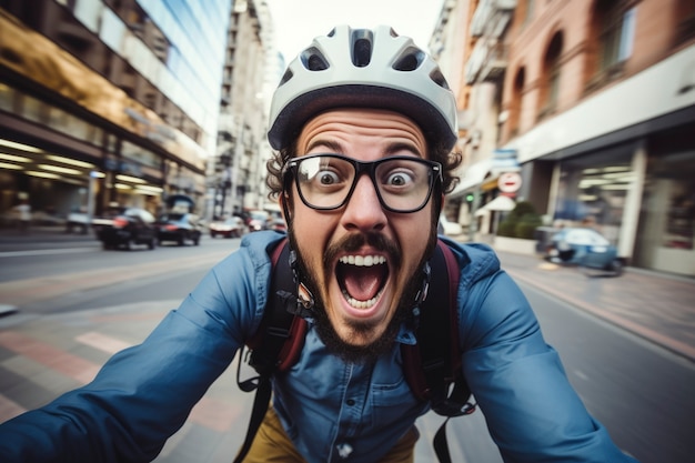 Portrait of smiley man with bike