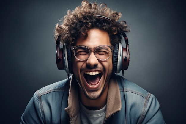 Portrait of smiley man with headphones