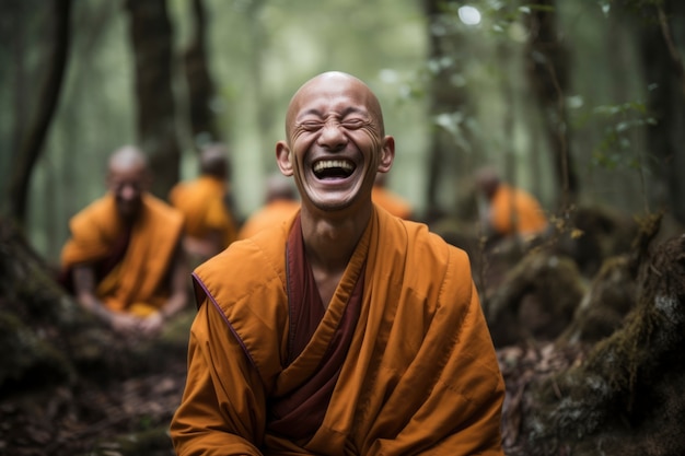 Free photo portrait of smiley monk