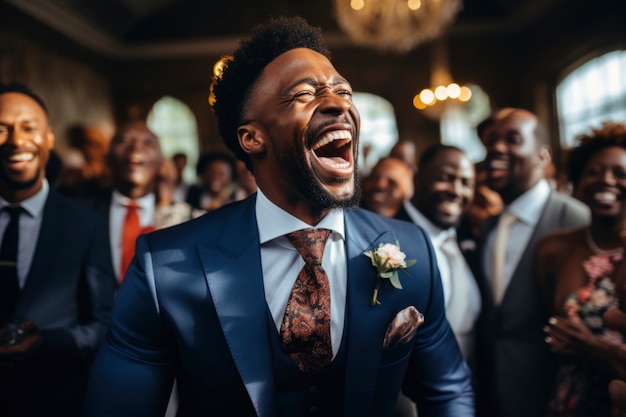 Portrait of smiley people at a wedding